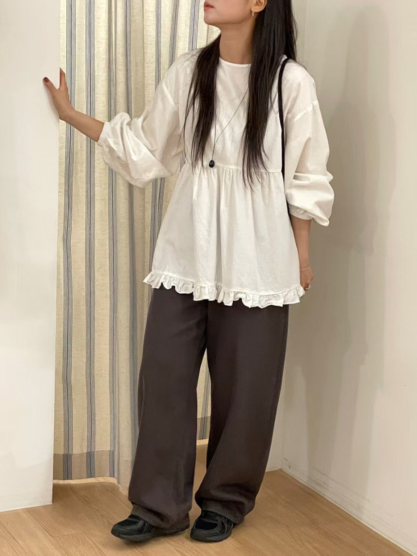 2way泡泡長袖blouse - ST569