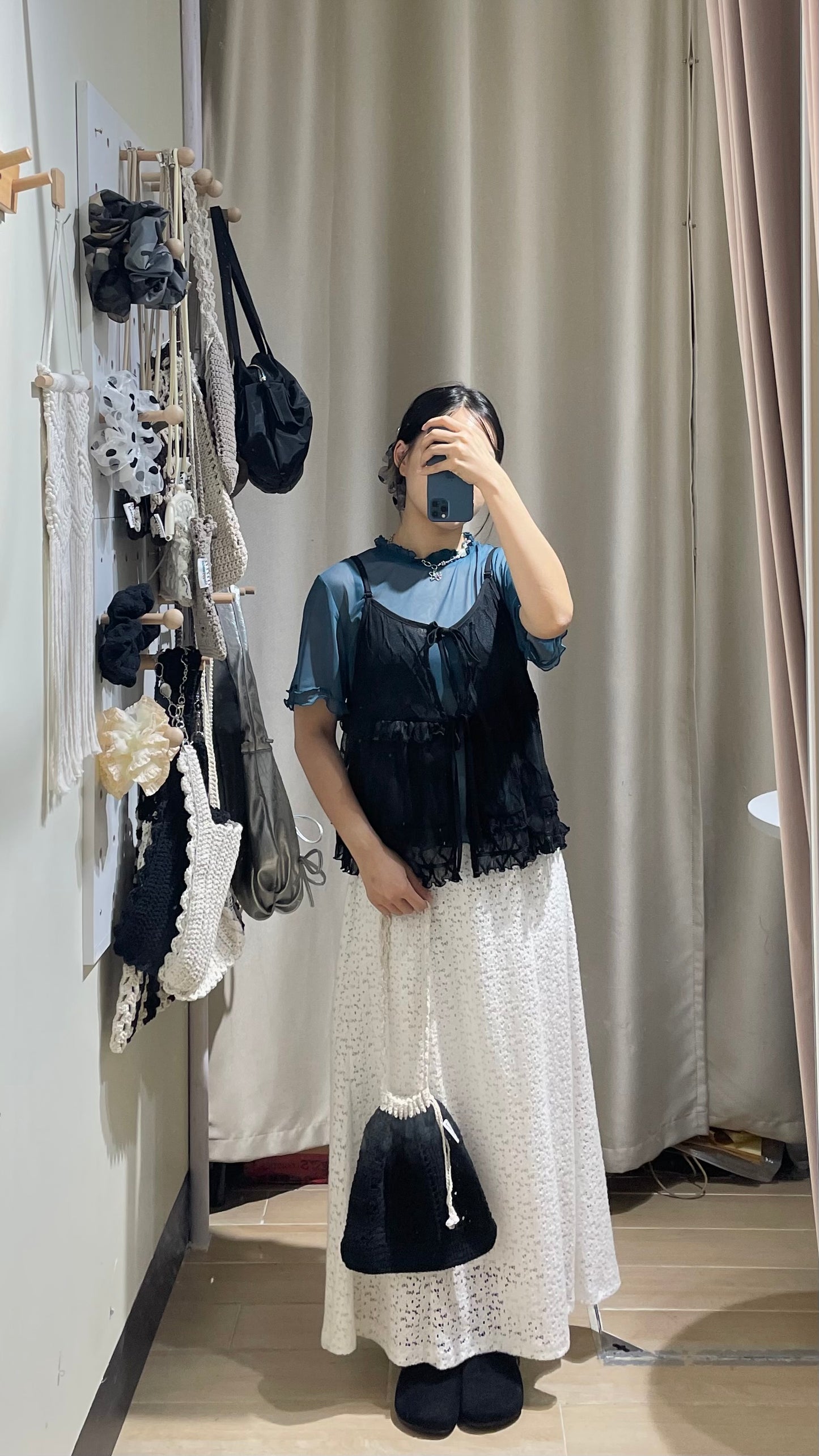 ruffle領see through tee - TP639