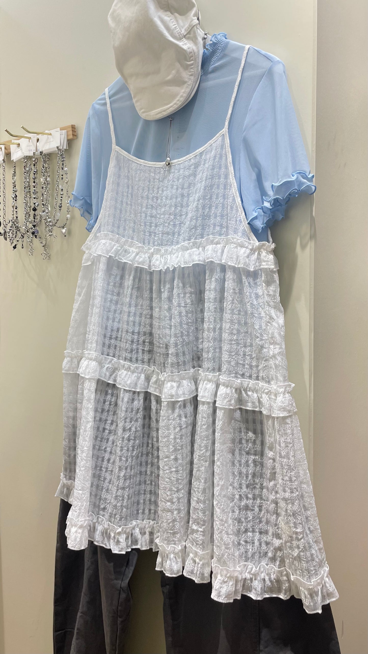 格仔see through ruffle ops - OA620