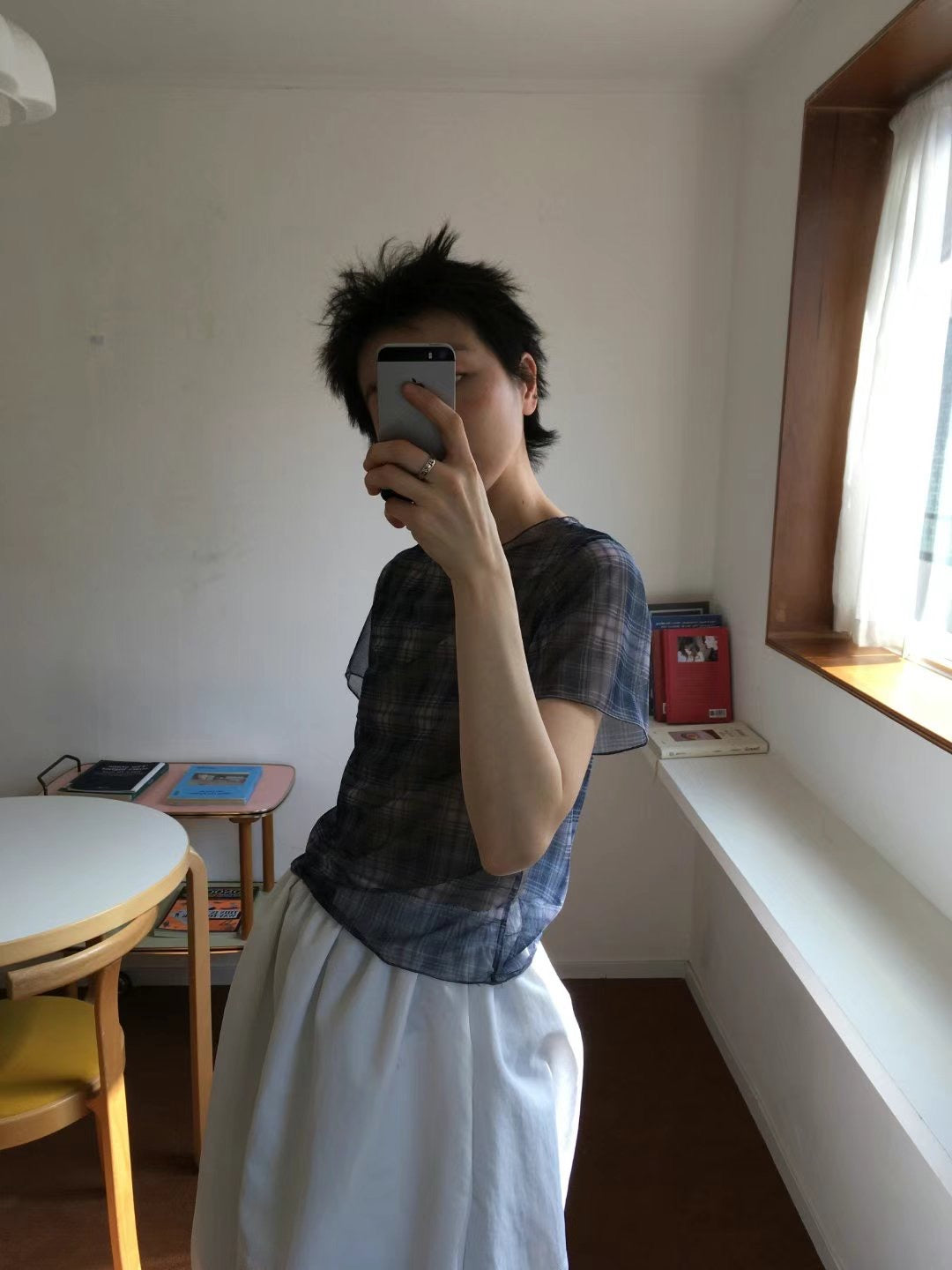 格紋see through tee -TP530