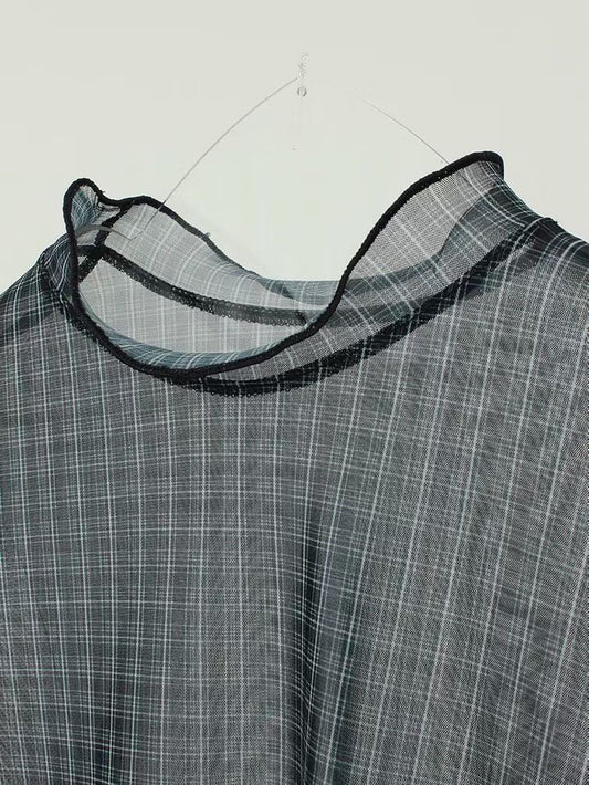 格仔ruffle see through tee - TP597