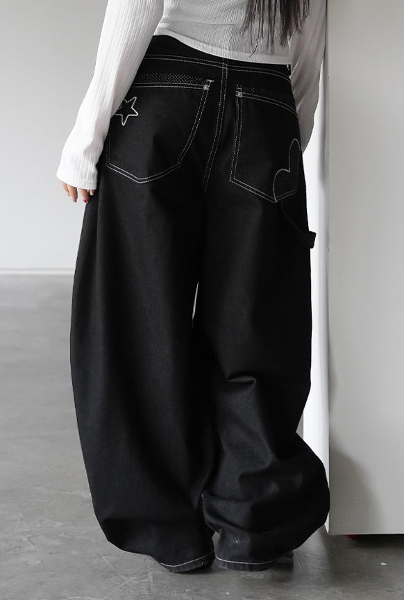 Pre-order | Non-fade 心形口袋彎刀褲