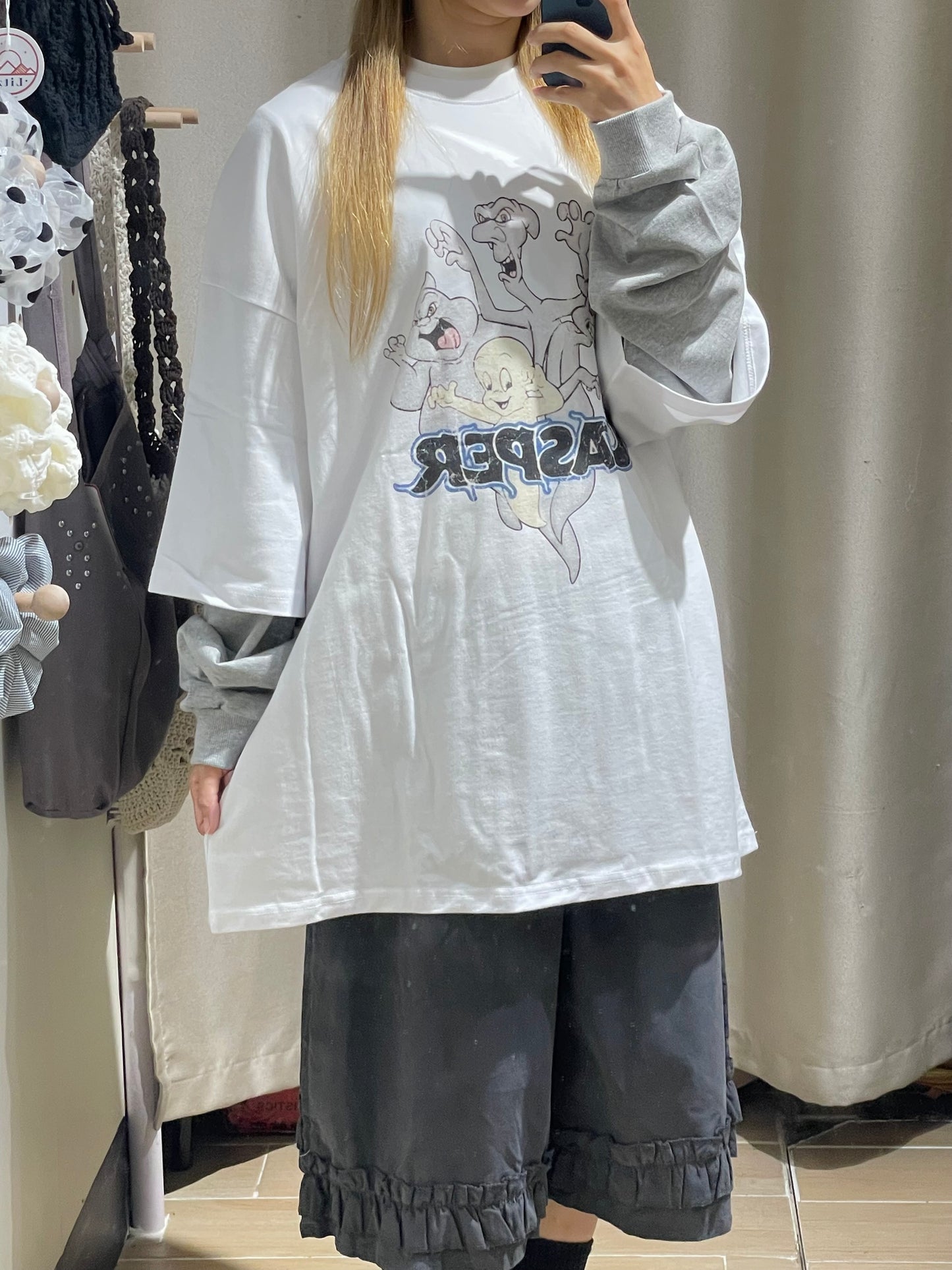 Unisex鬼仔假兩件oversize T - TP580