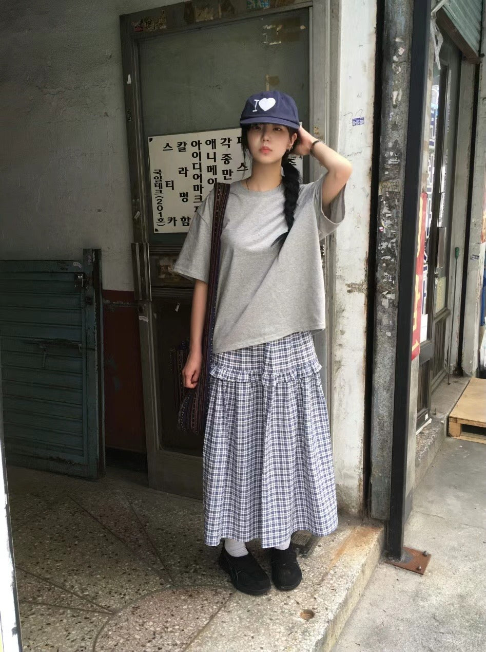 Ruffle格紋半裙 - SK
