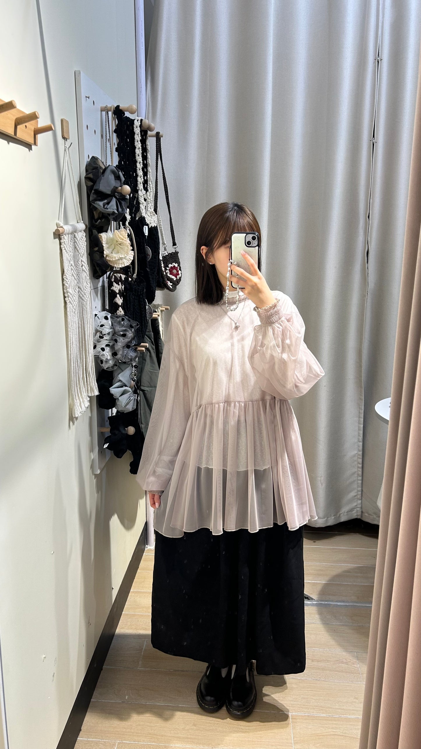 日系透膚ruffle blouse - ST584