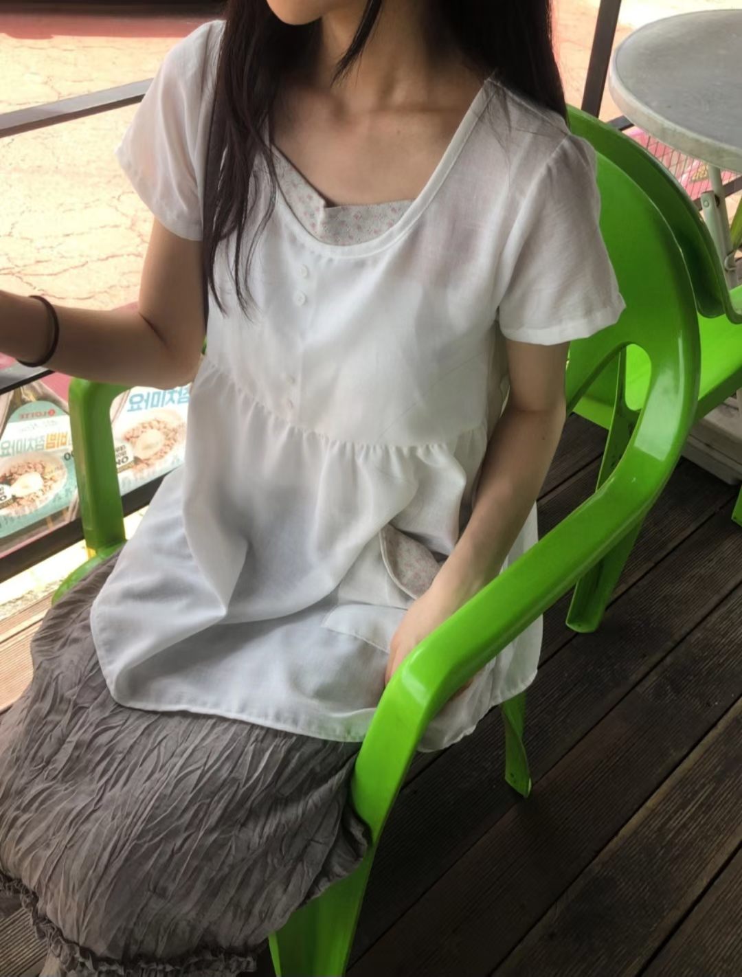 棉麻假兩件短袖ops - OA676