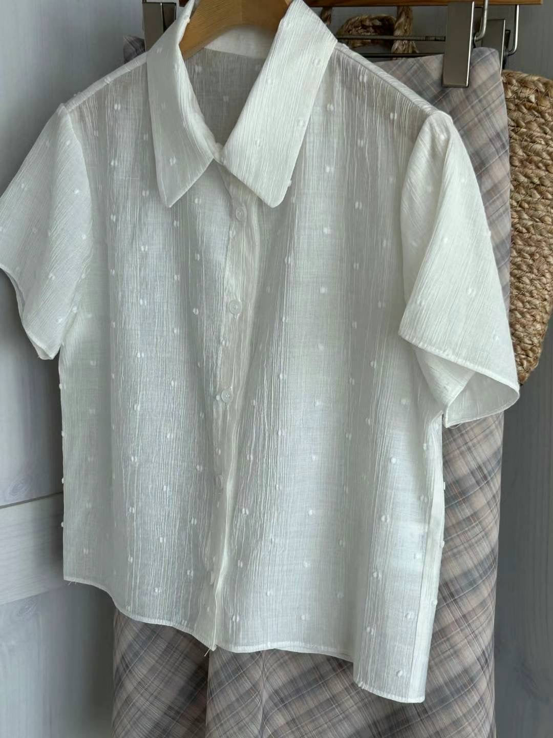 復古透膚點點shirt - ST400