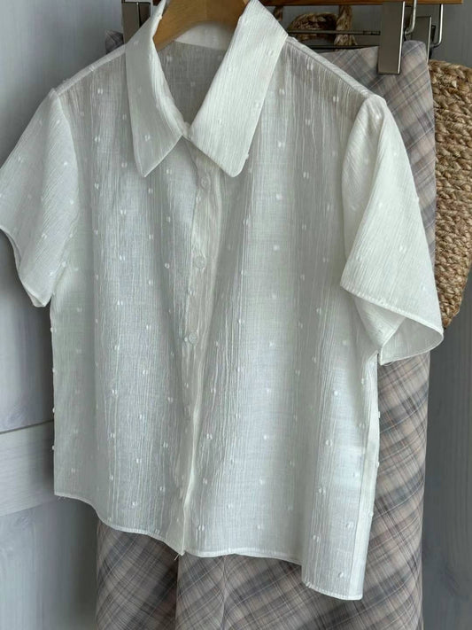 復古透膚點點shirt - ST400