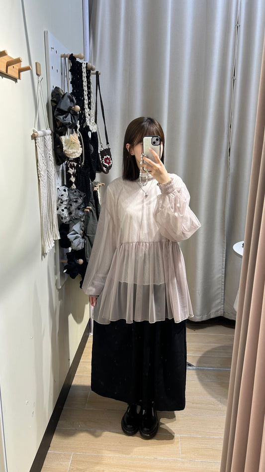 日系透膚ruffle blouse - ST584