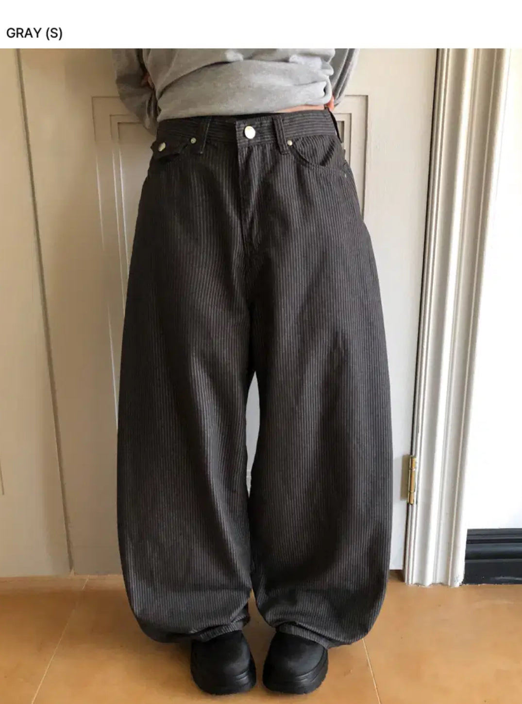 直紋垂感彎刀褲 - PT616