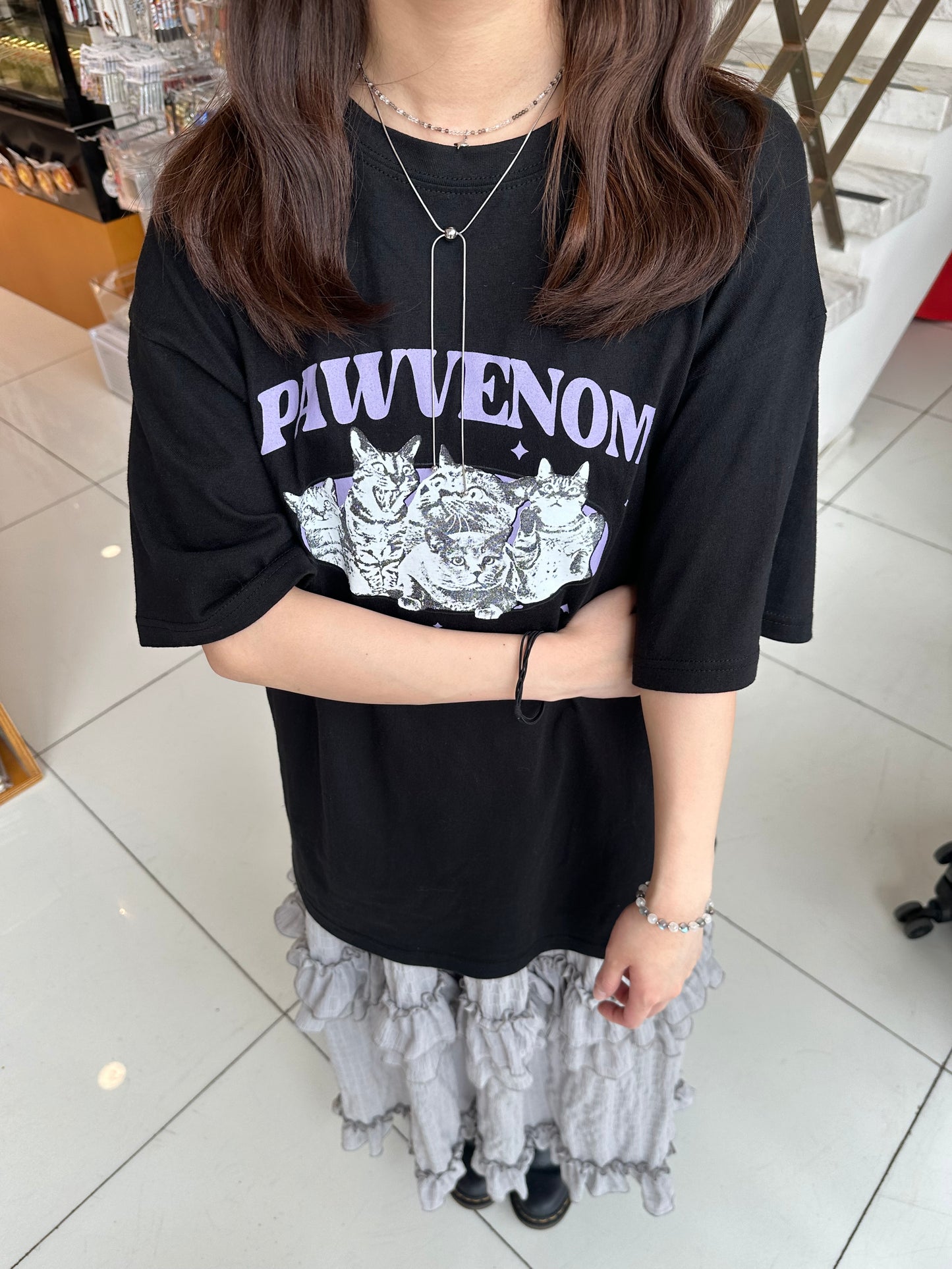 vintage 貓貓print tee - TP399