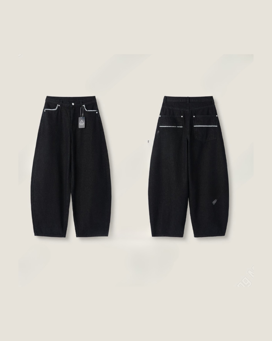 簡約lace邊口袋彎刀褲｜pre-order