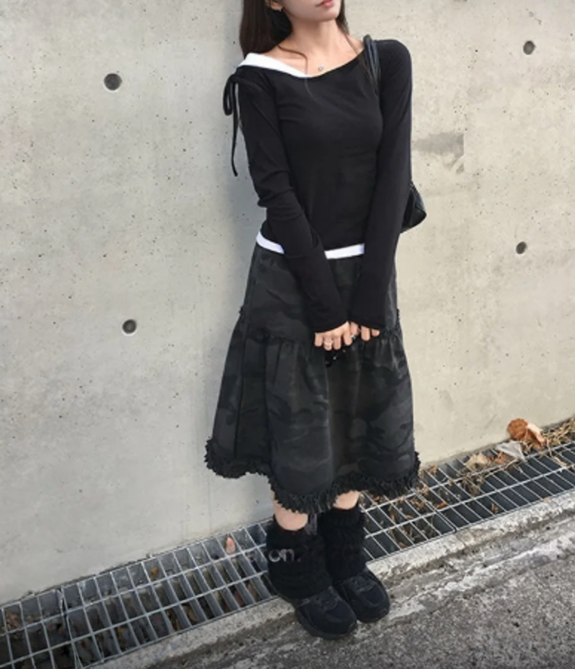 迷彩ruffle五分中裙 - SK679