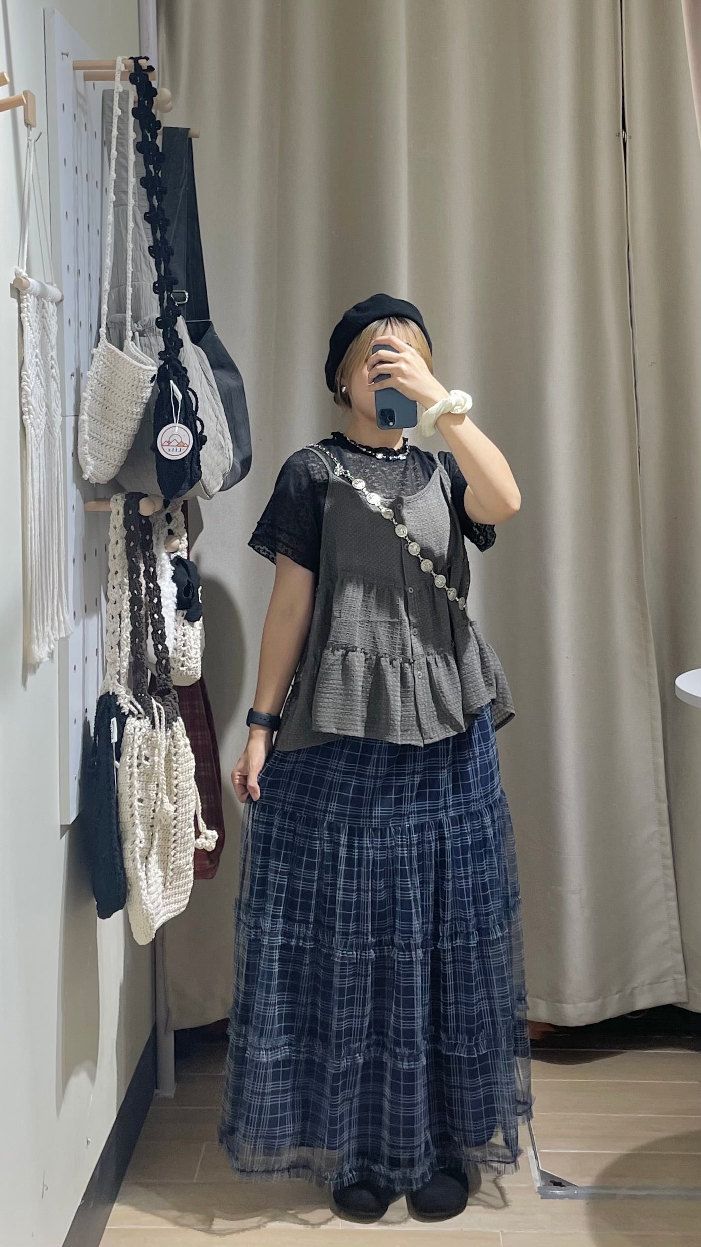 格紋see through 背心 - TP579