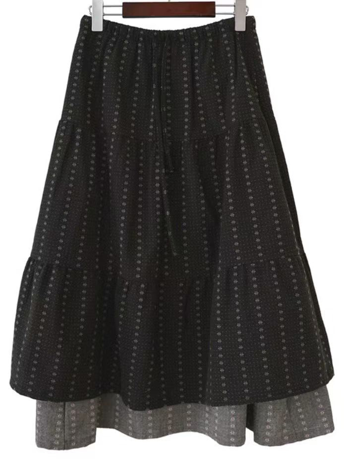 雙層layer繡花半裙 - SK607