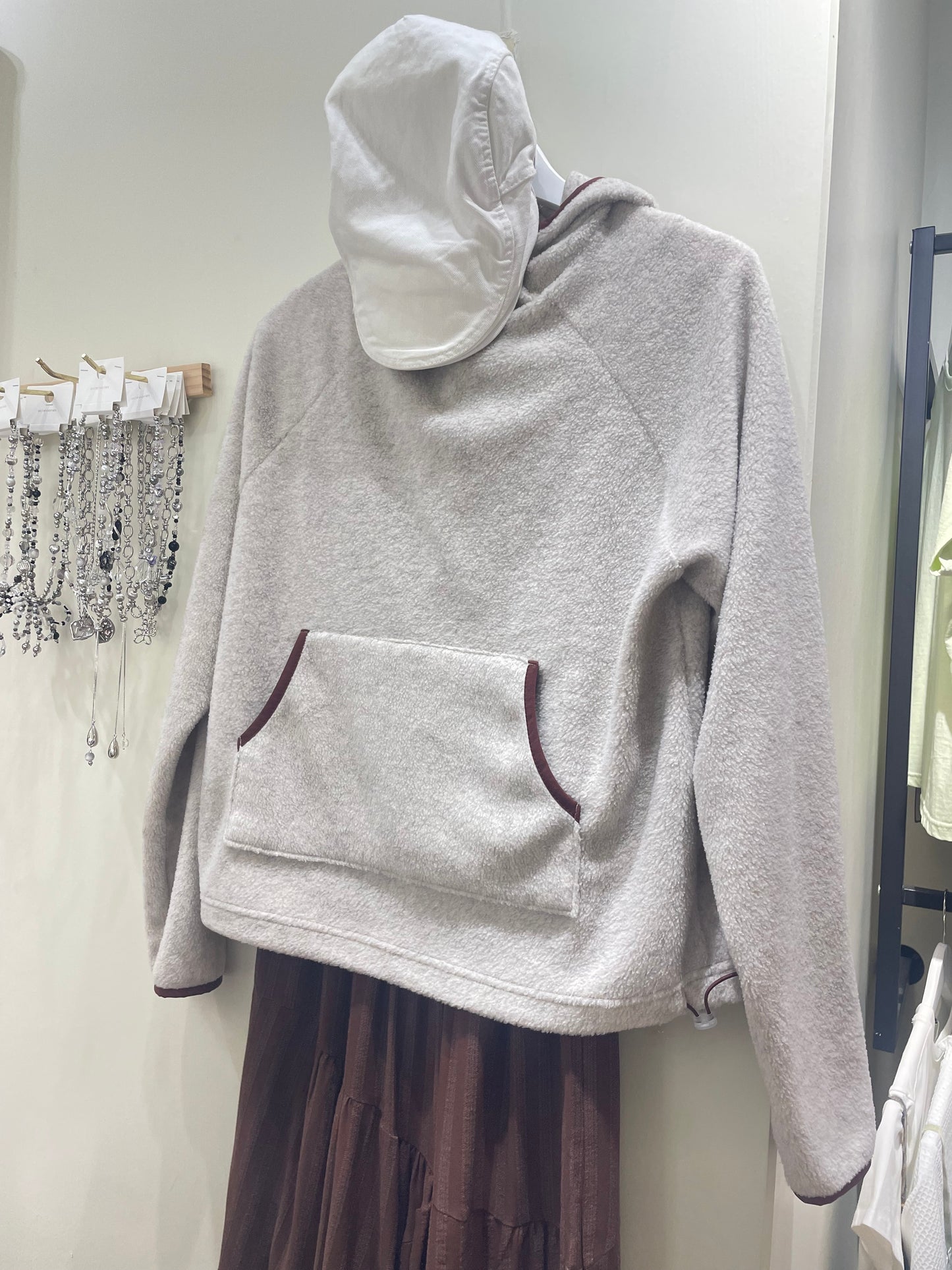 拼邊毛毛hoodie - SW596