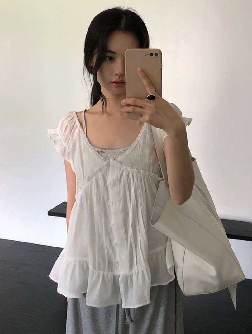 透膚ruffle氣質Blouse