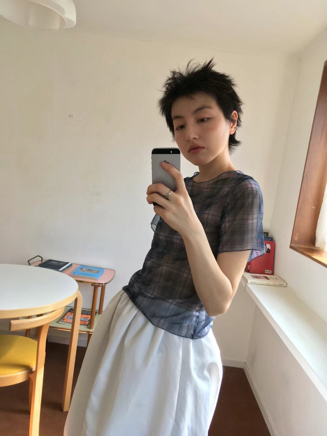 格紋see through tee -TP530