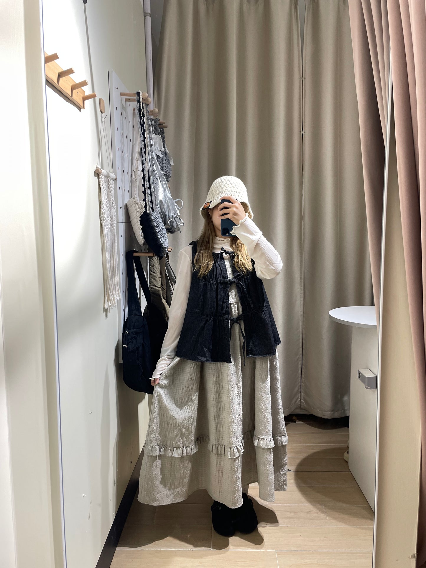 牛仔綁帶背心
