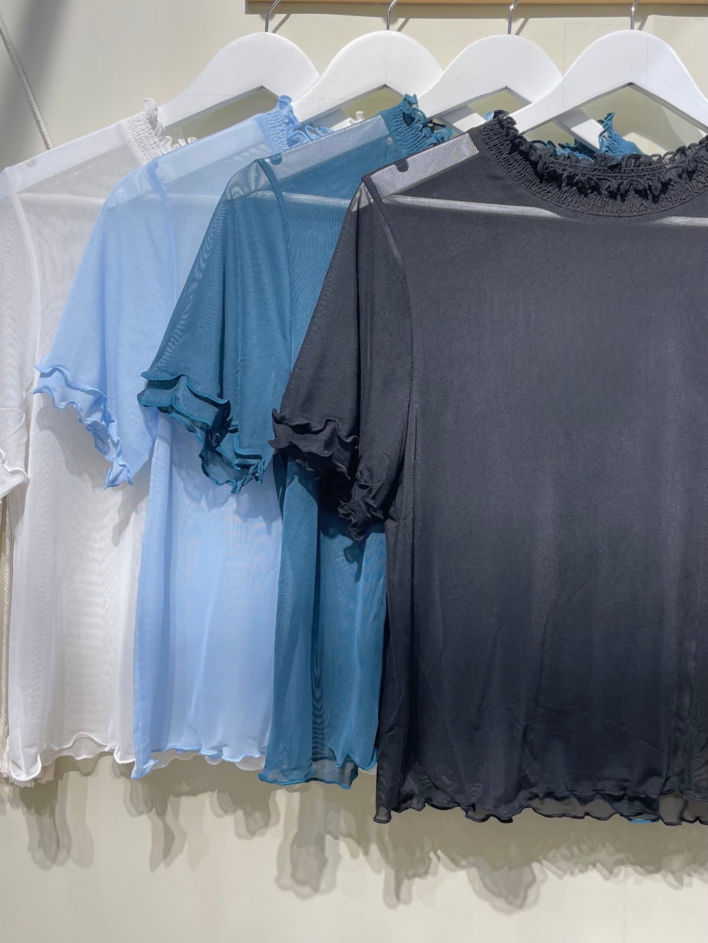 ruffle領see through tee - TP639