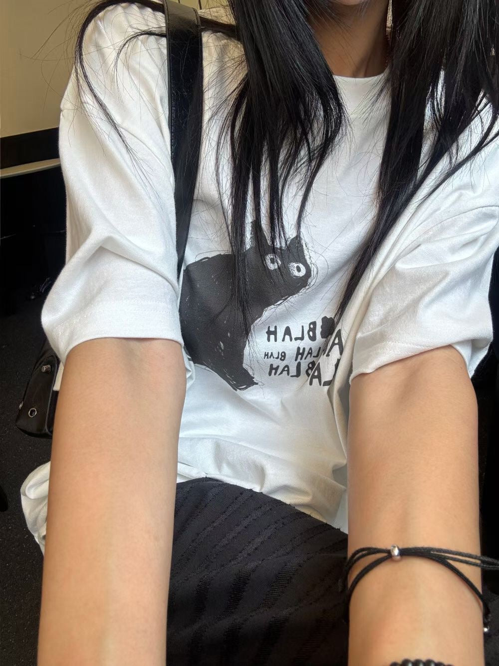 BLAH小貓oversize tee - TP648