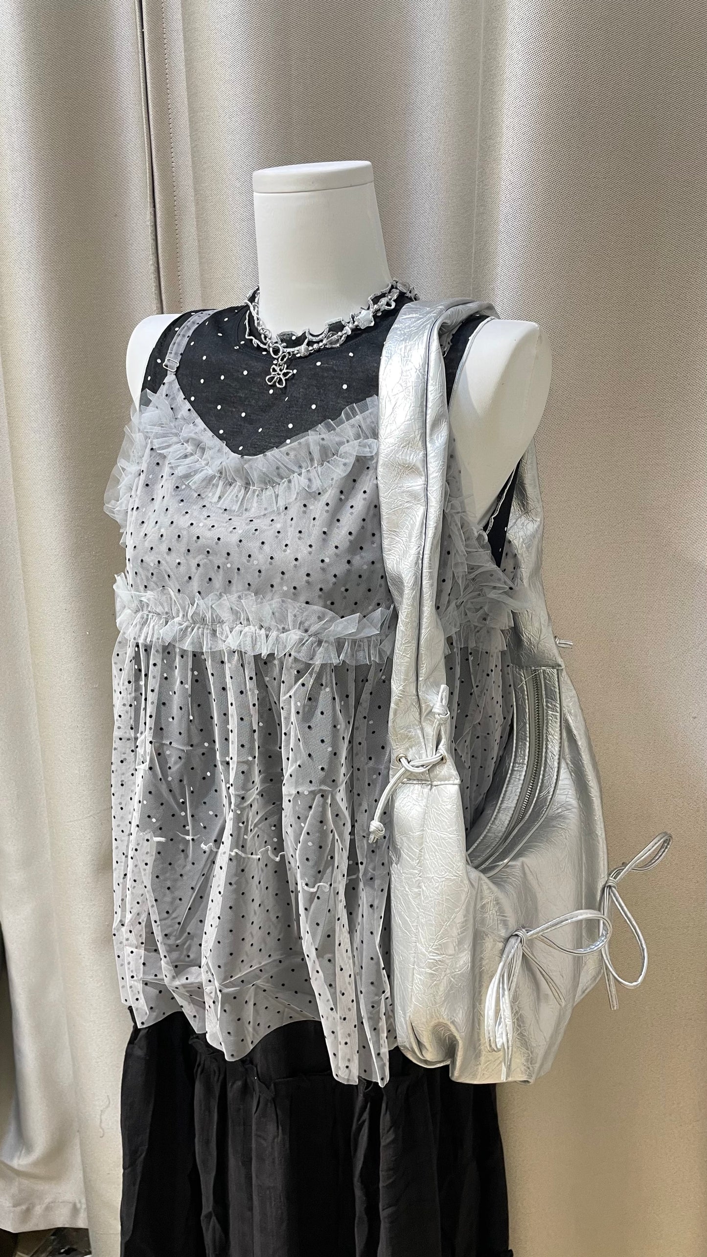 波點ruffle see through 吊帶背心 - TP652