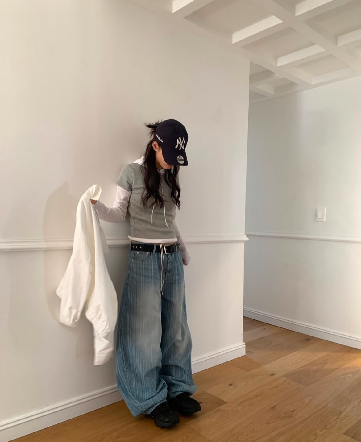 Unisex直紋洗水balloon pant - PT535