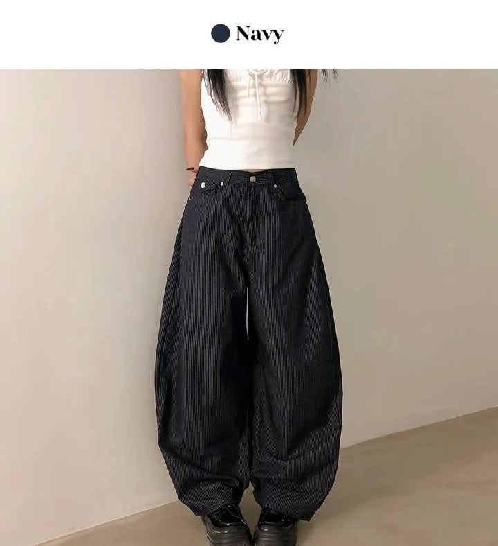 直紋垂感彎刀褲 - PT616