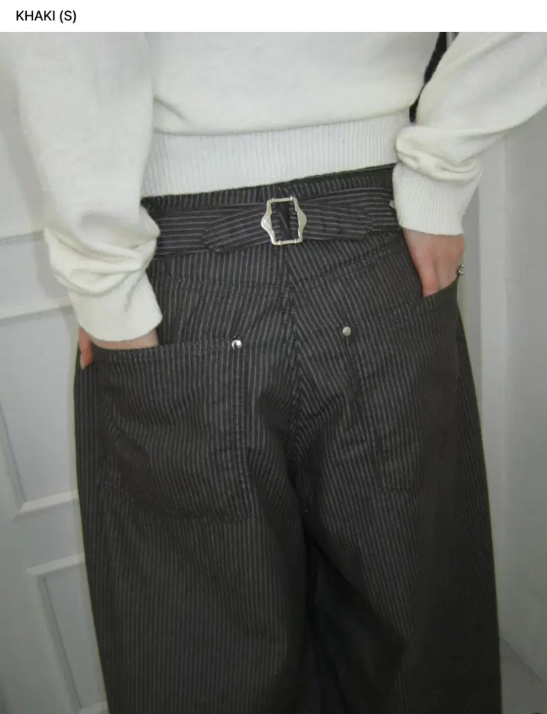 直紋垂感彎刀褲 - PT616