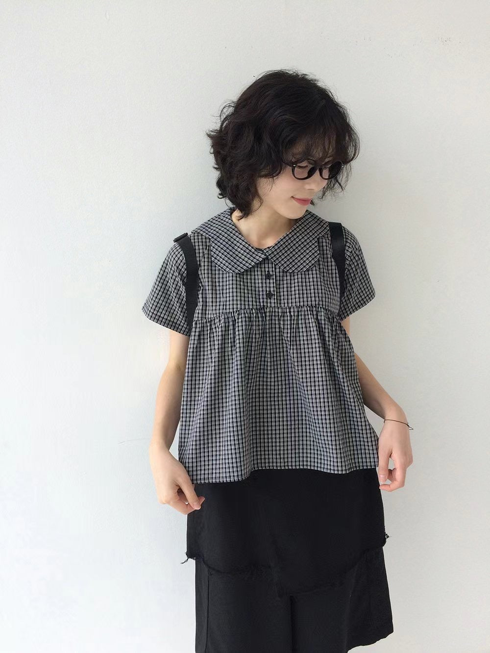 星星鈕格仔blouse - TP569