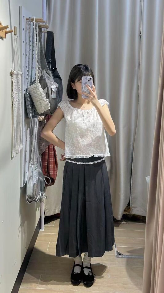 透花泡泡袖top - TP566