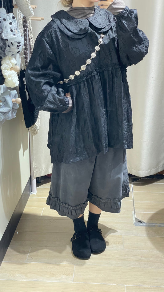 日系暗花娃娃領blouse - ST585