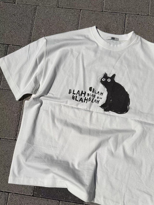 BLAH小貓oversize tee - TP648