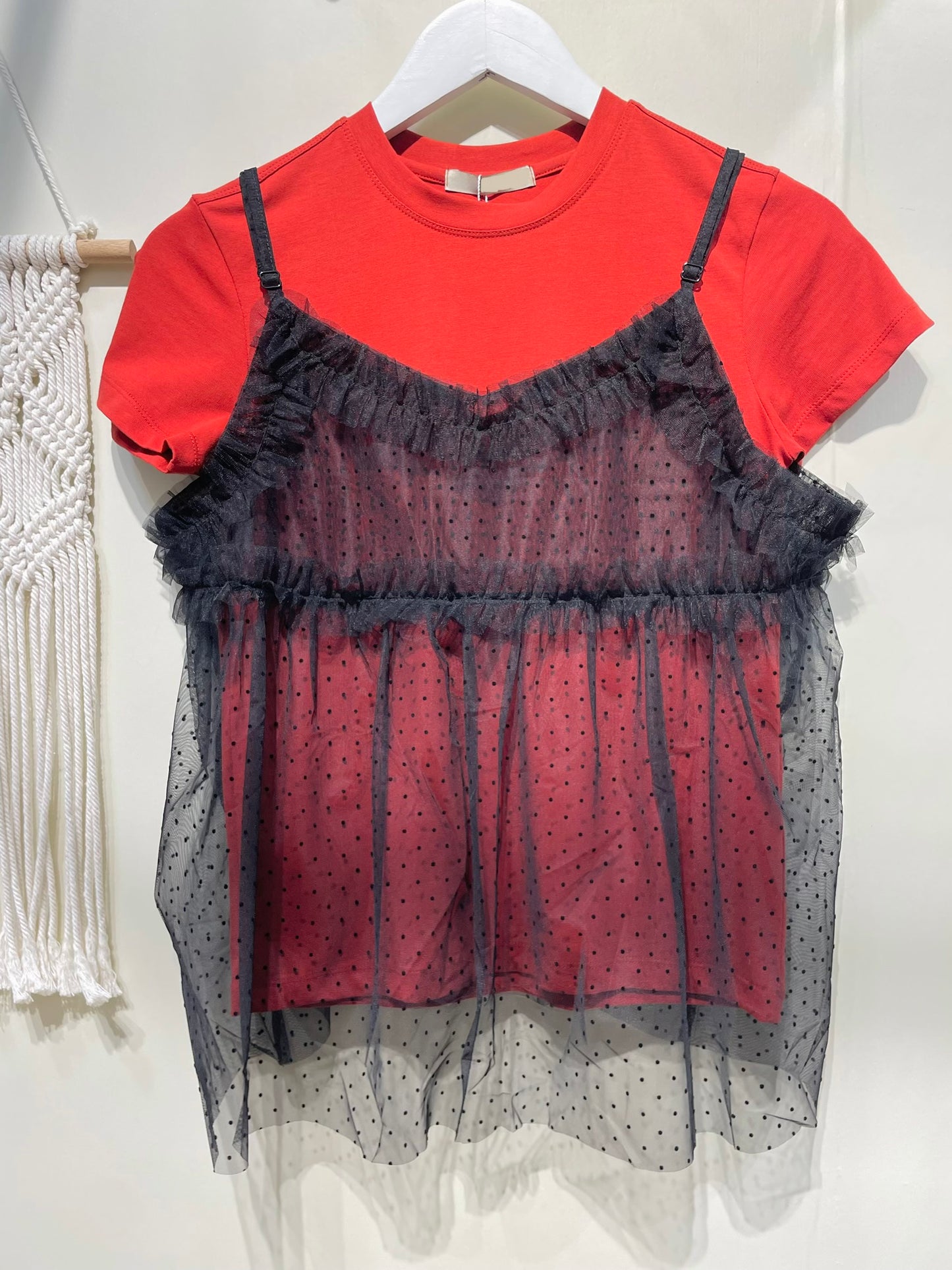 波點ruffle see through 吊帶背心 - TP652
