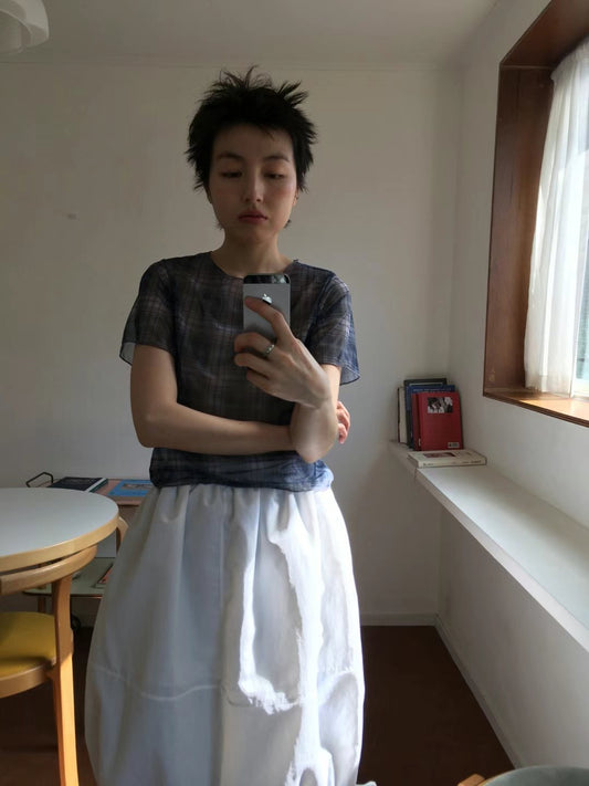 格紋see through tee -TP530