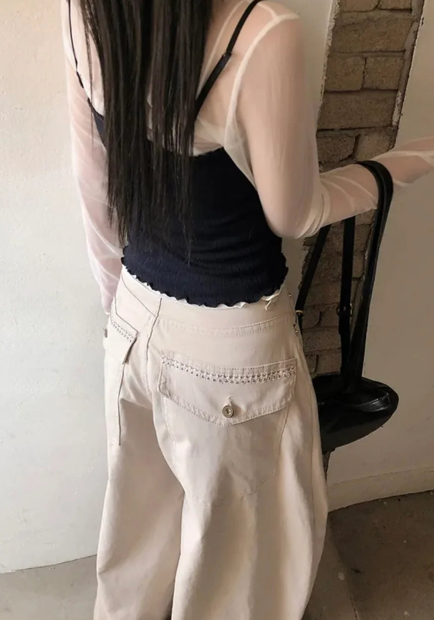 Pre-order | 民族間鉚釘口袋彎刀褲