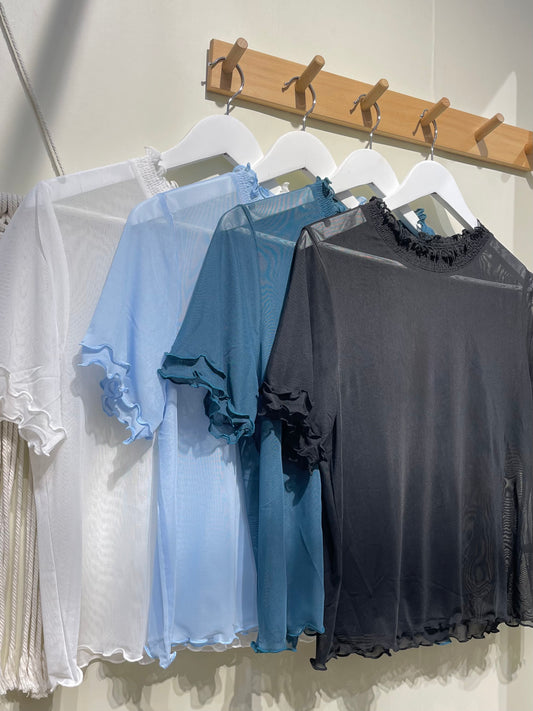 ruffle領see through tee - TP639