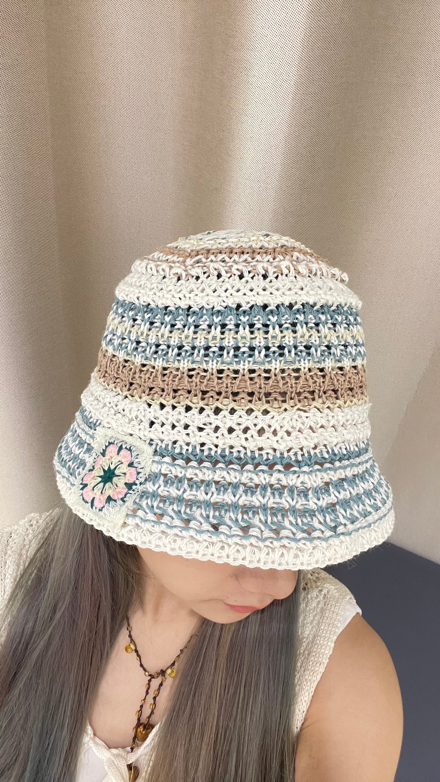 編織撞色camp hat - AH387