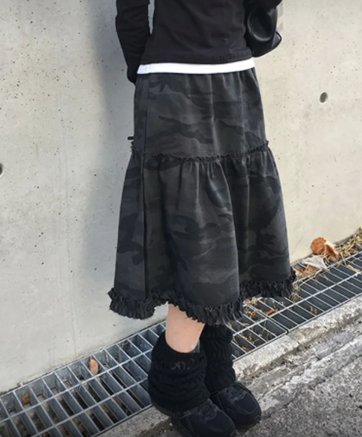 迷彩ruffle五分中裙 - SK679