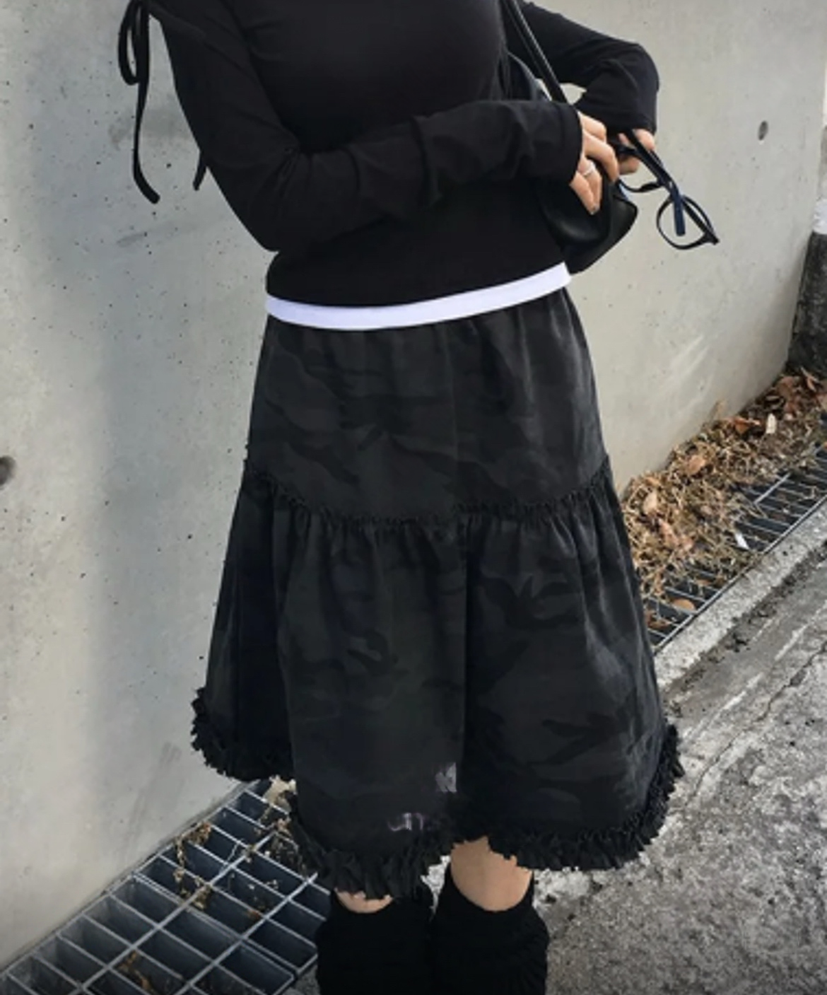 迷彩ruffle五分中裙 - SK679