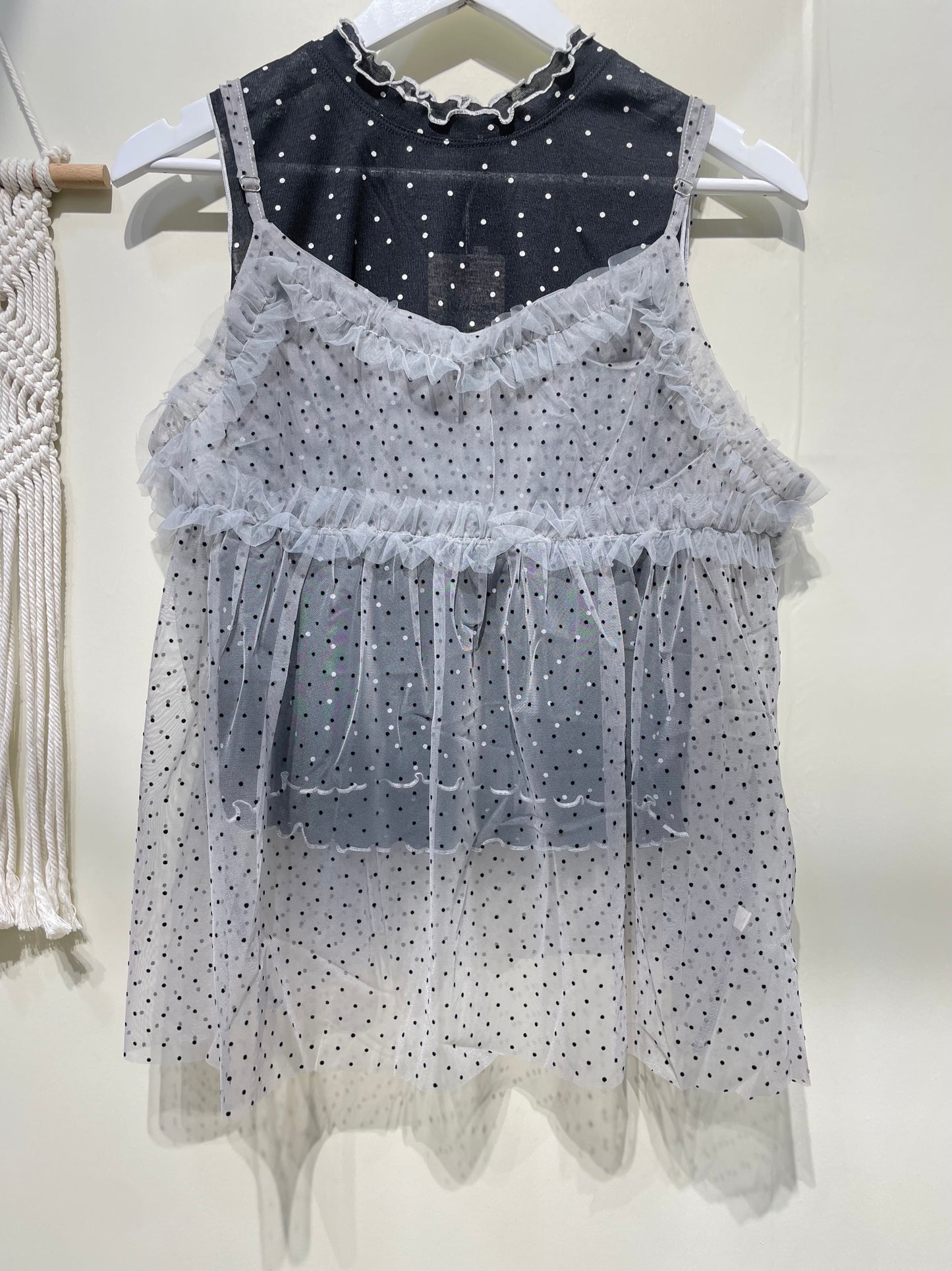 波點ruffle see through 吊帶背心 - TP652