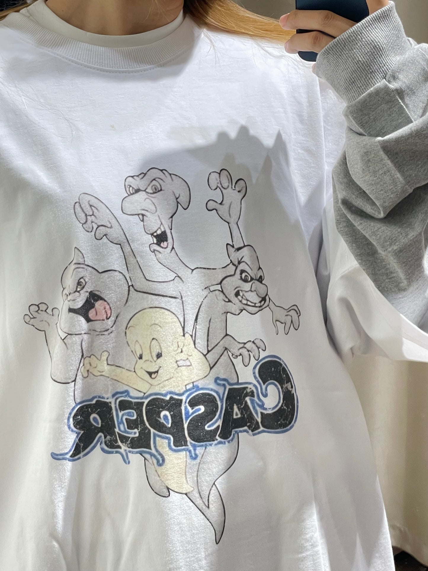 Unisex鬼仔假兩件oversize T - TP580