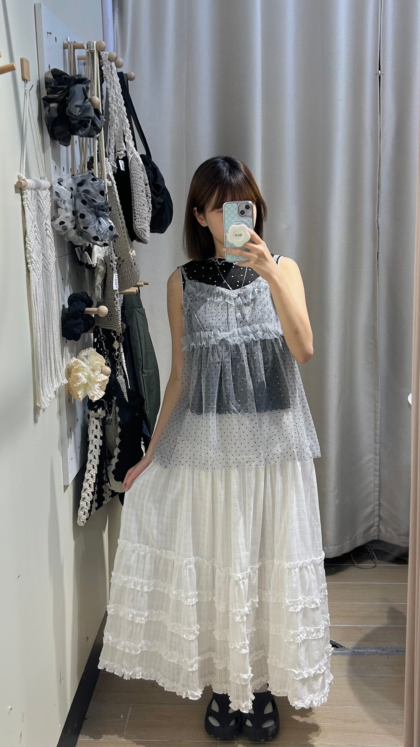 波點ruffle see through 吊帶背心 - TP652
