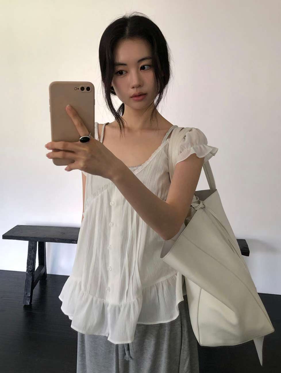 透膚ruffle氣質Blouse