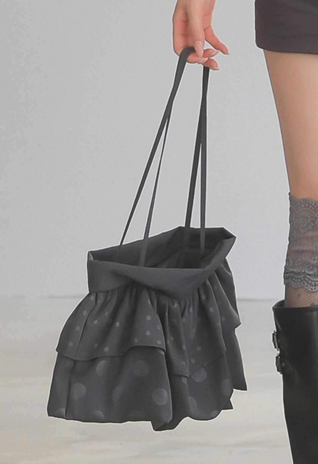 波點荷葉邊tote bag - BA662
