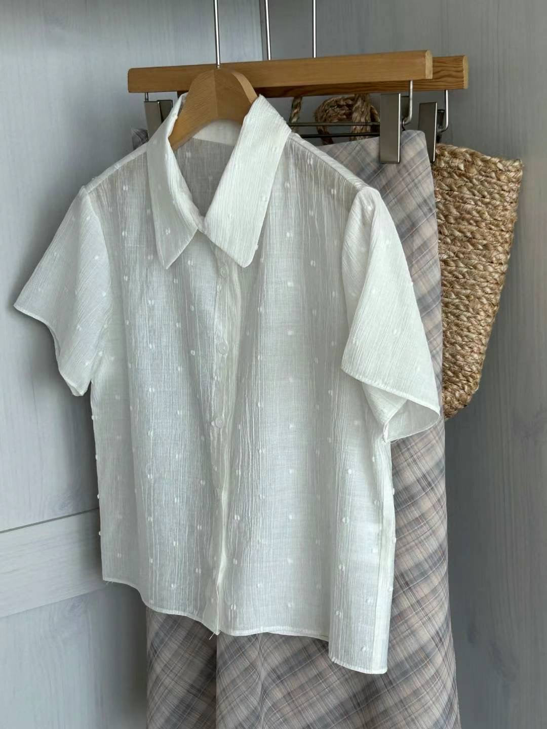 復古透膚點點shirt - ST400