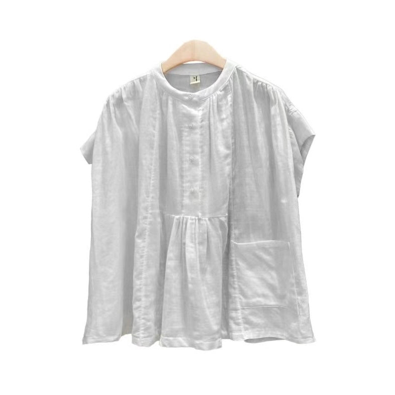 棉麻雞翼袖blouse - ST558