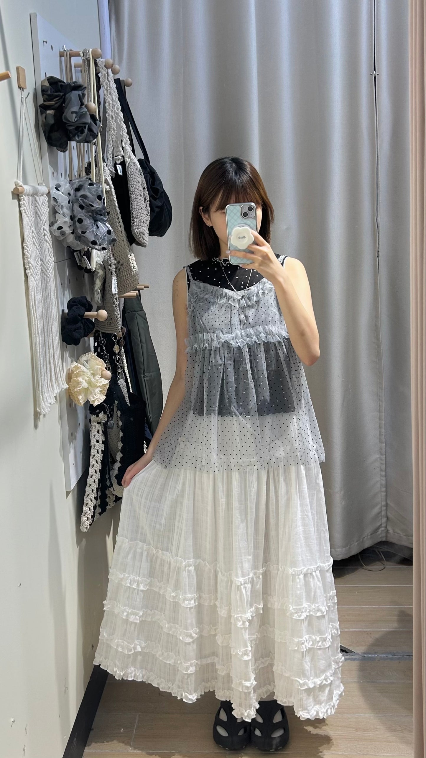 波點ruffle see through 吊帶背心 - TP652