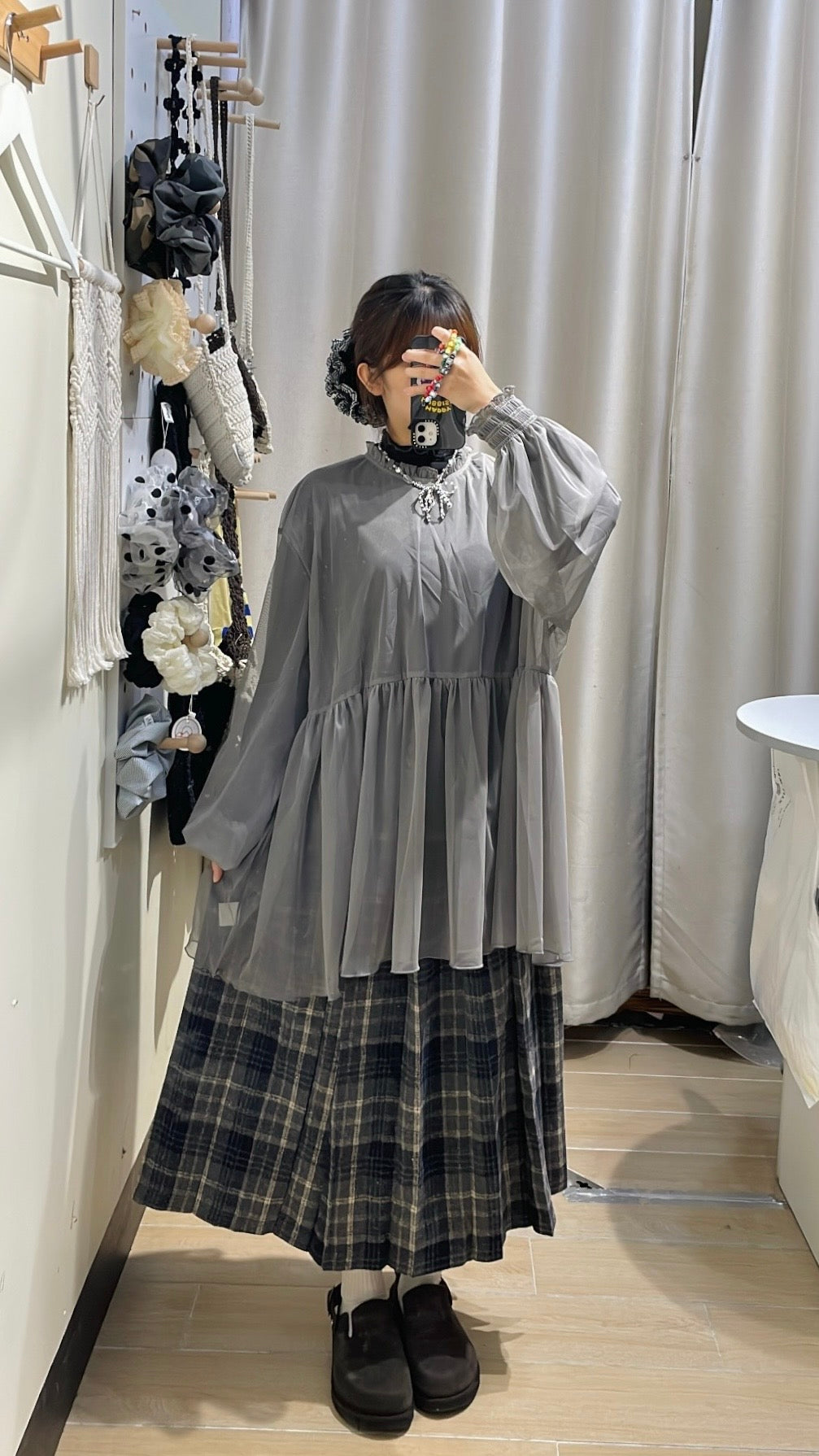 日系透膚ruffle blouse - ST584