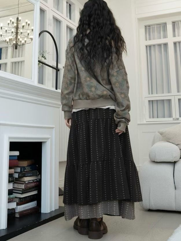 雙層layer繡花半裙 - SK607